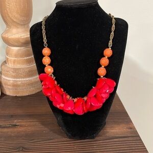 Ann Taylor LOFT Women's Red & Orange Teadrop Cluster Bead necklace